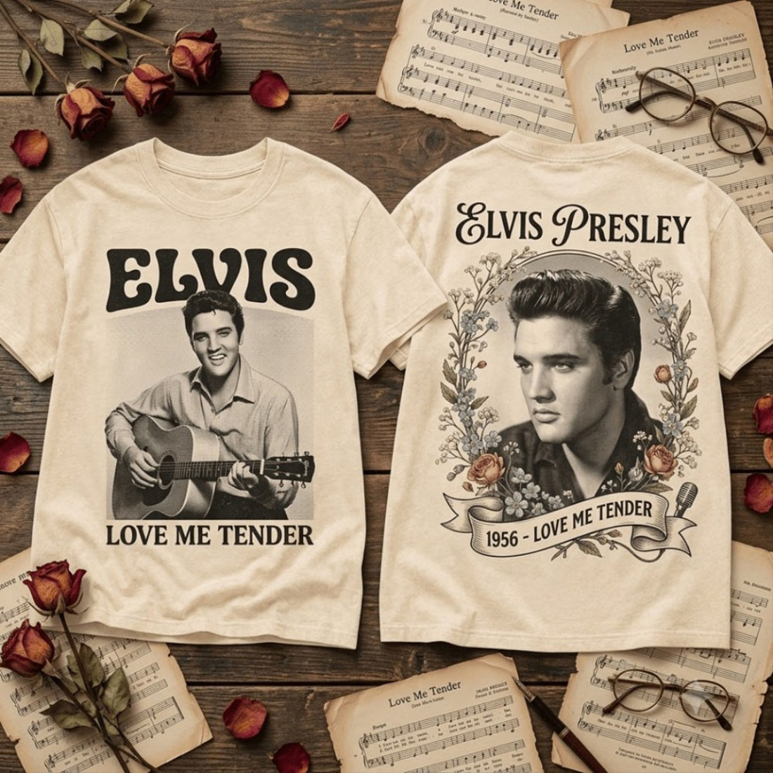 Elvis Presley Love Me Tender Vintage T-Shirt Rock n Roll Symbol Shirt Elvis Presley Merch