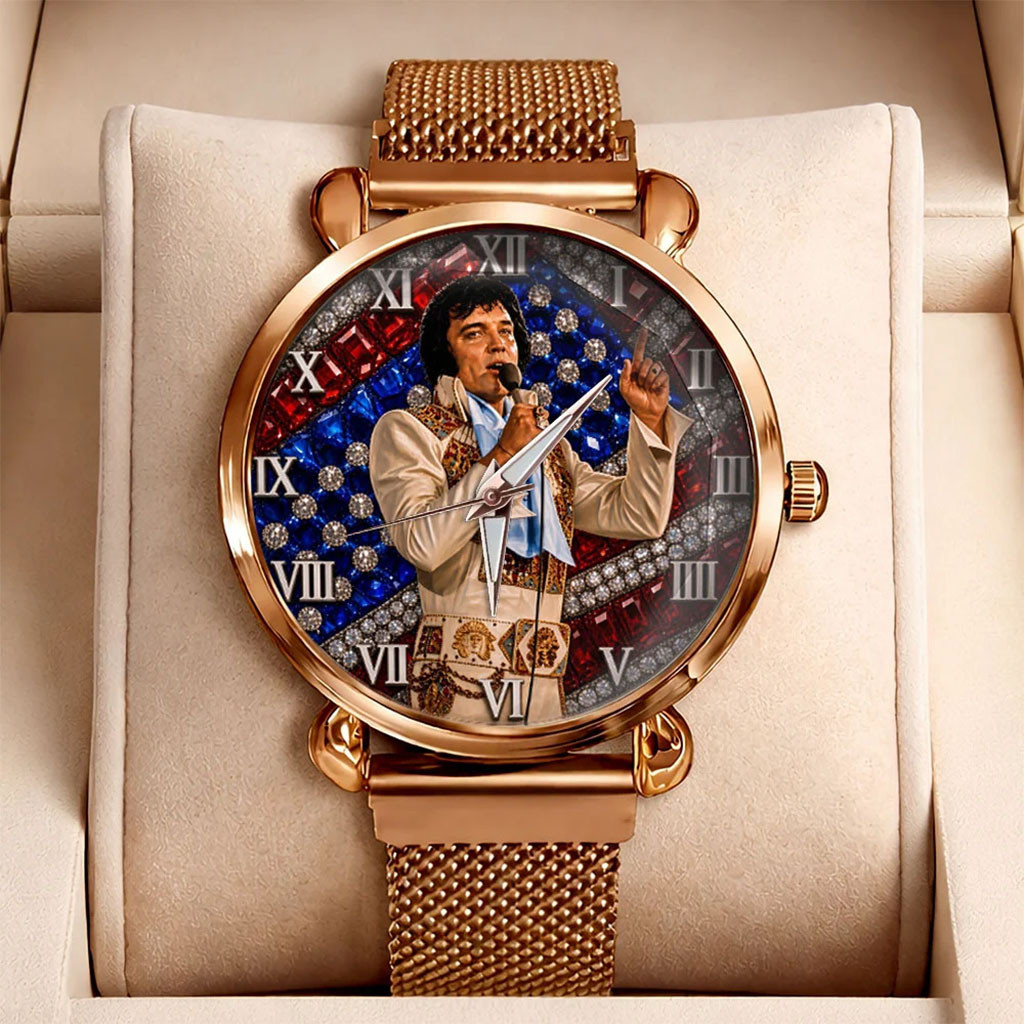 Elvis Presley Merch King Of Rock N Roll Mesh Watch Memorial Gifts For Elvis Fans