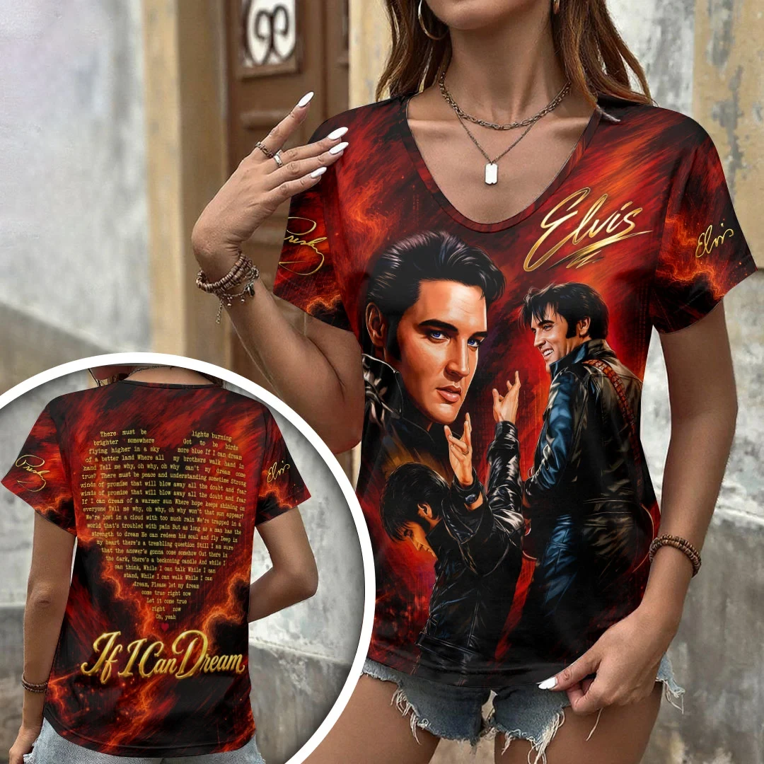 Elvis Presley Merch Vintage Rock Music V-Neck T-Shirt Gifts For Music Lovers