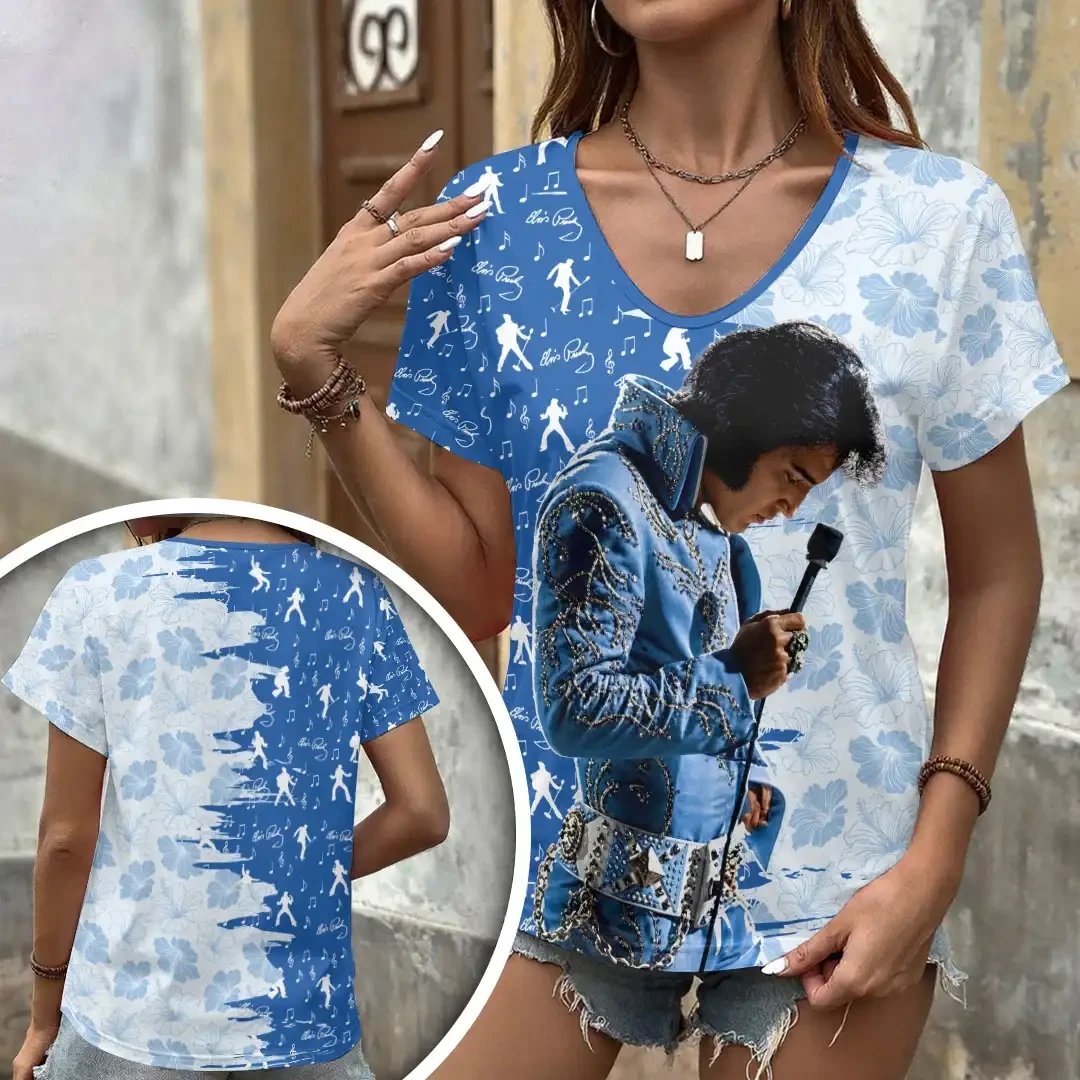 Elvis Presley Photo V-Neck Shirt The King Of Rock N Roll Elvis Presley Merch Fan Gifts Elvis Presley Photo V-Neck Shirt The King Of Rock N Roll Elvis Presley Merch Fan Gifts