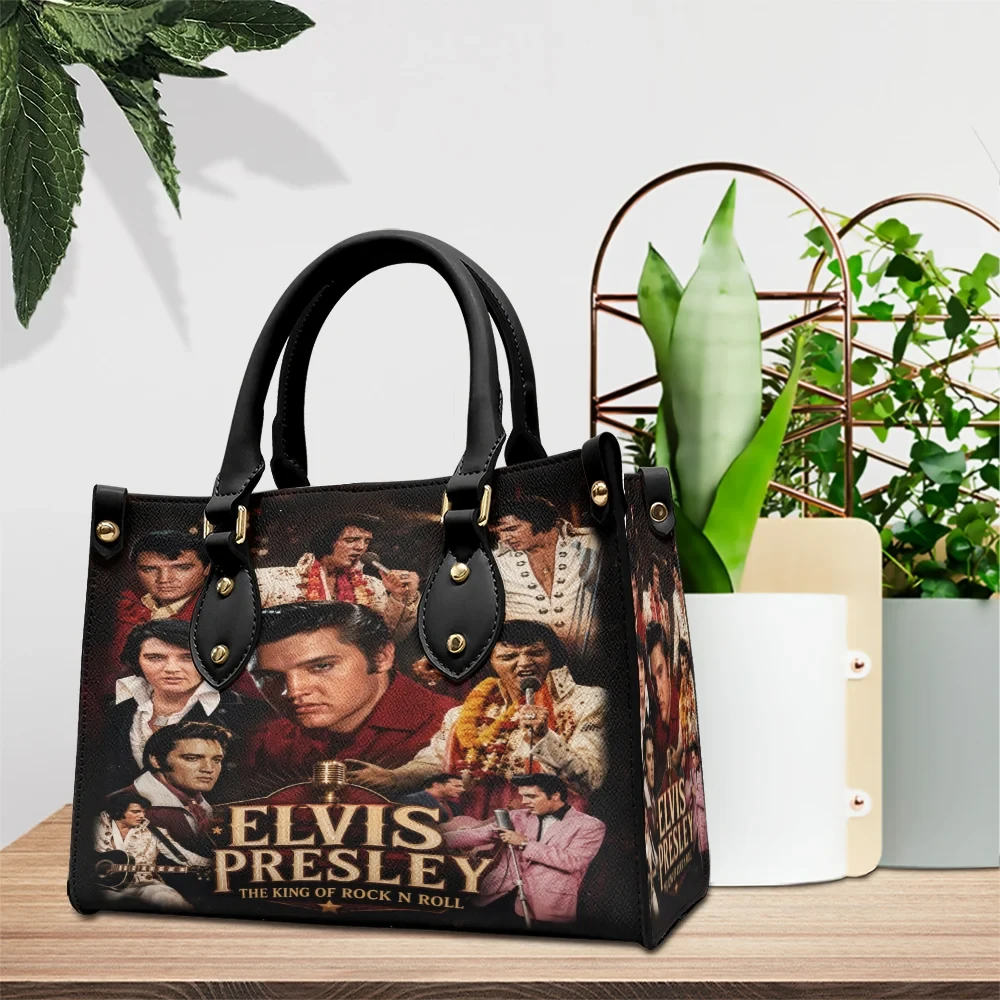 Elvis Presley The King Of Rock N Roll Leather HandBag Elvis Presley Merch Gift For Music Fans Elvis Presley The King Of Rock N Roll Leather HandBag Elvis Presley Merch Gift For Music Fans