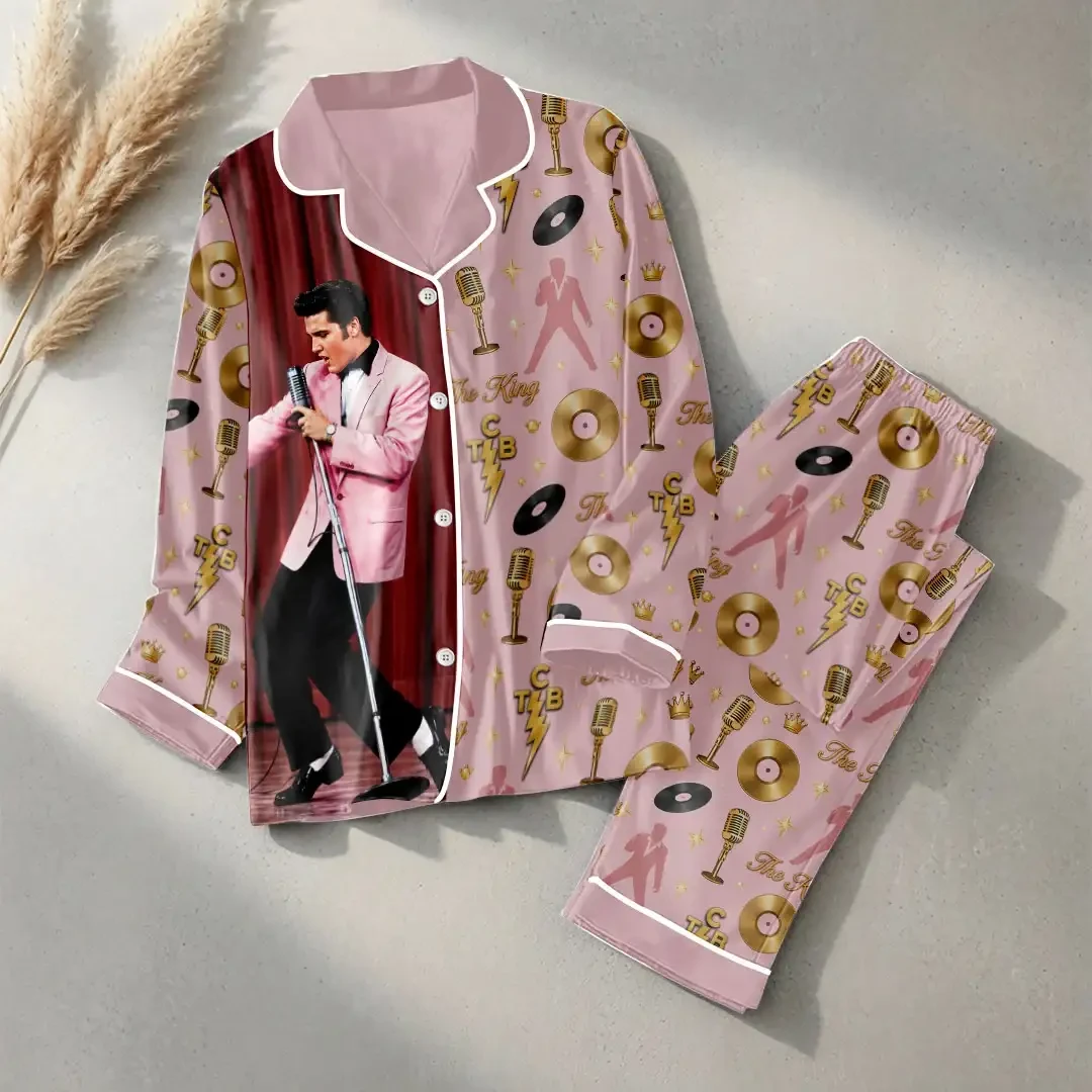 Elvis Presley The King TCB Pajama Shirt Elvis Presley Merch Best Gift For Music Lovers