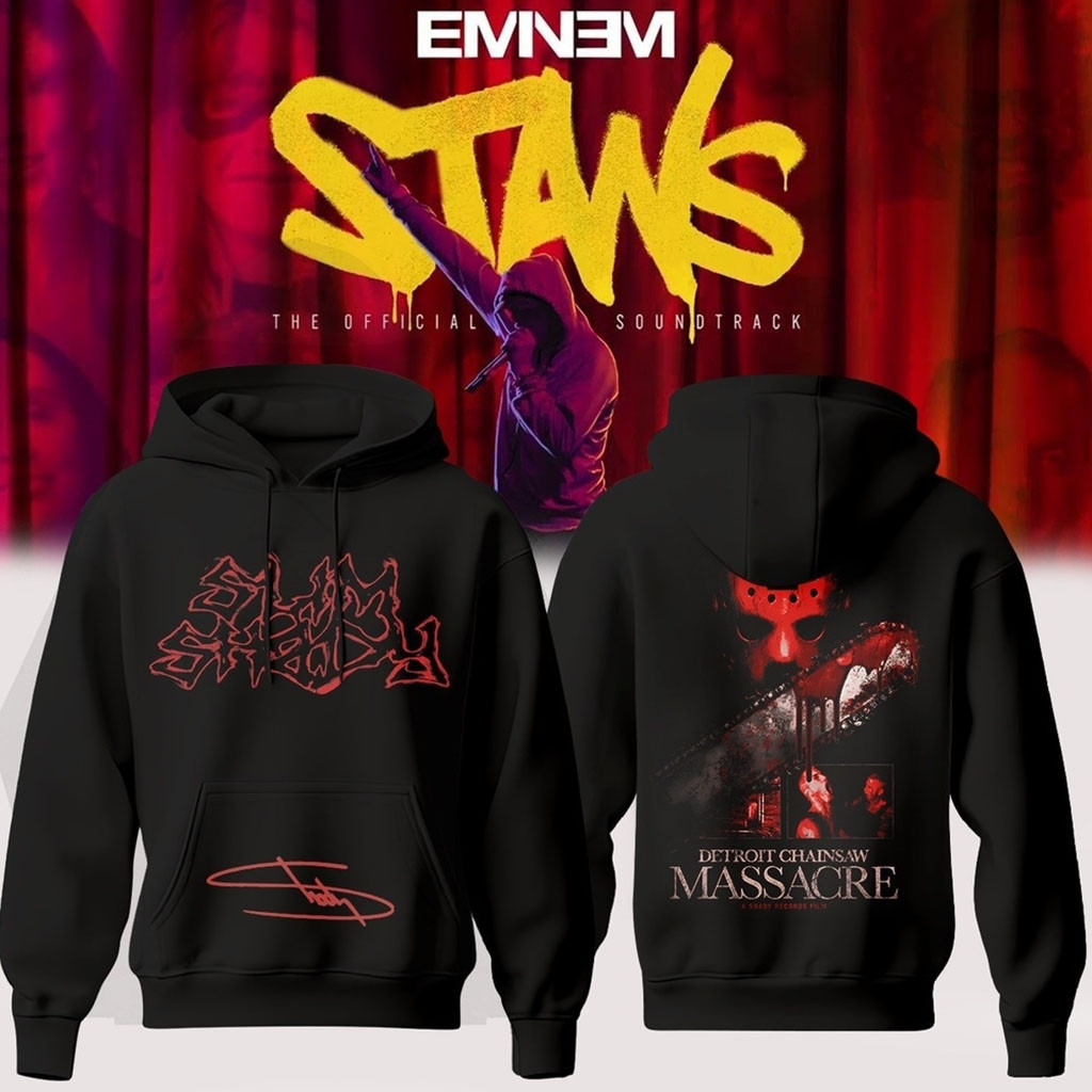 Eminem Stan Signature Black Hoodie Detroit Chainsaw Massacre Hoodie Eminem Merch Fan Gifts