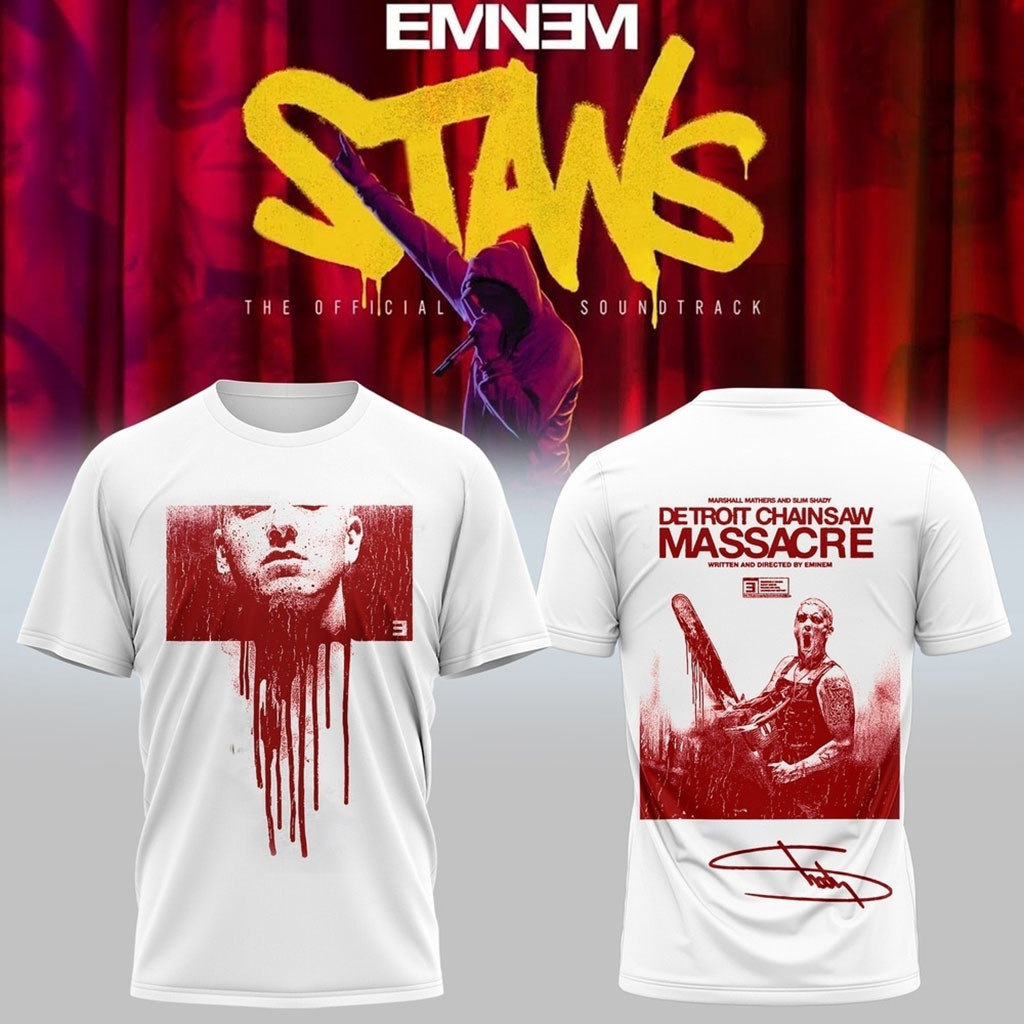 Eminem Stan Signature T-Shirt Detroit Chainsaw Massacre Shirt Eminem Merch Rap Fan Gifts Eminem Stan Signature T-Shirt Detroit Chainsaw Massacre Shirt Eminem Merch Rap Fan Gifts