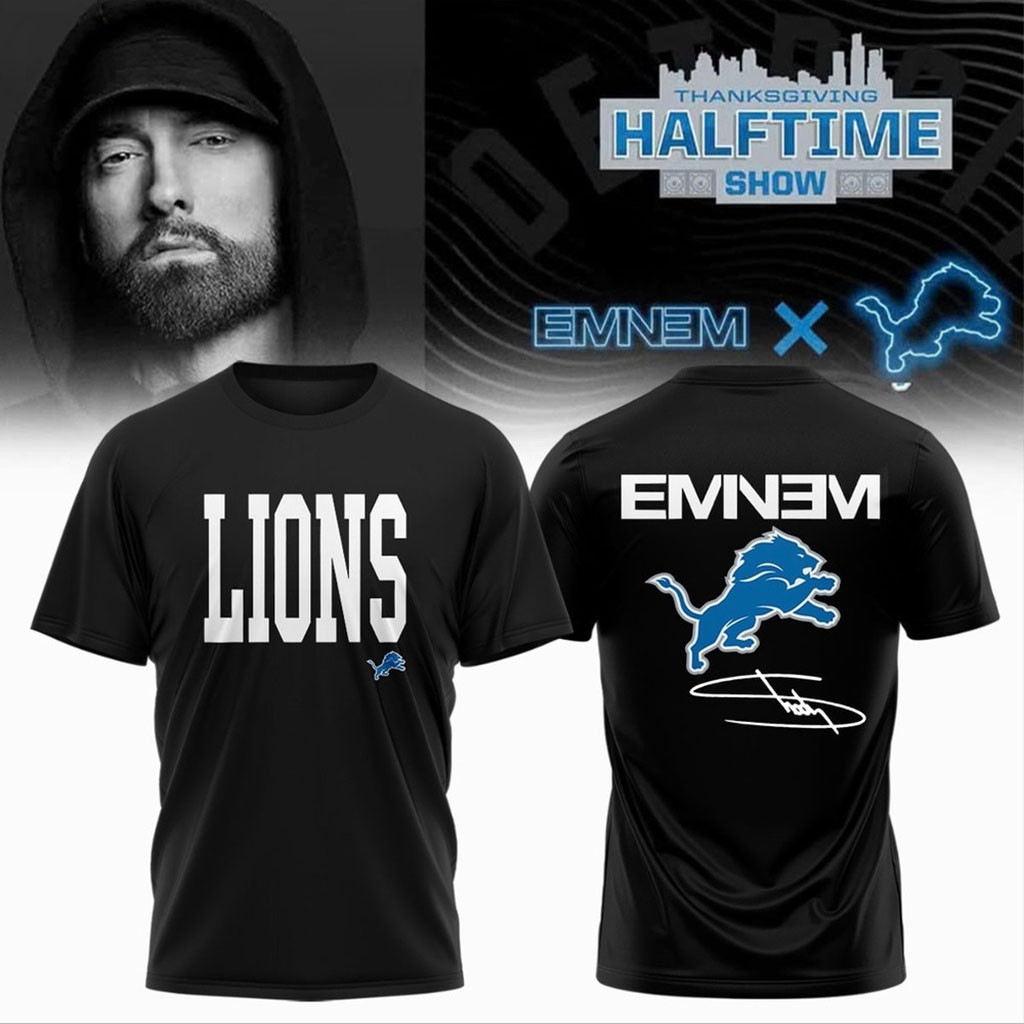 Eminem X Detroit Lions Merch Thanksgiving Halftime Show T-Shirt 2026 Music Concert Outfits