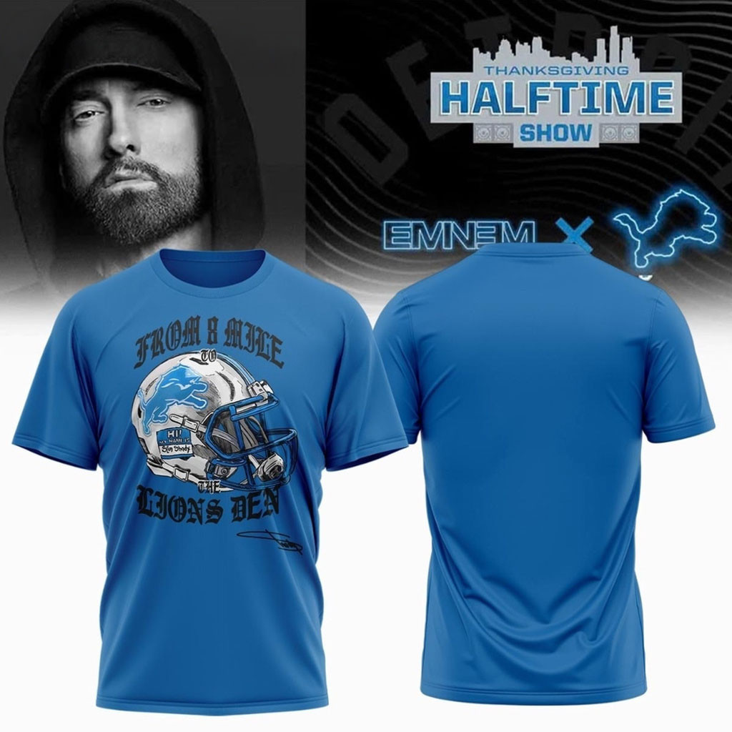 Eminem X Detroit Lions Signature T-Shirt Thanksgiving Halftime Shows Shirt Eminem Merch Gifts Eminem X Detroit Lions Signature T-Shirt Thanksgiving Halftime Shows Shirt Eminem Merch Gifts