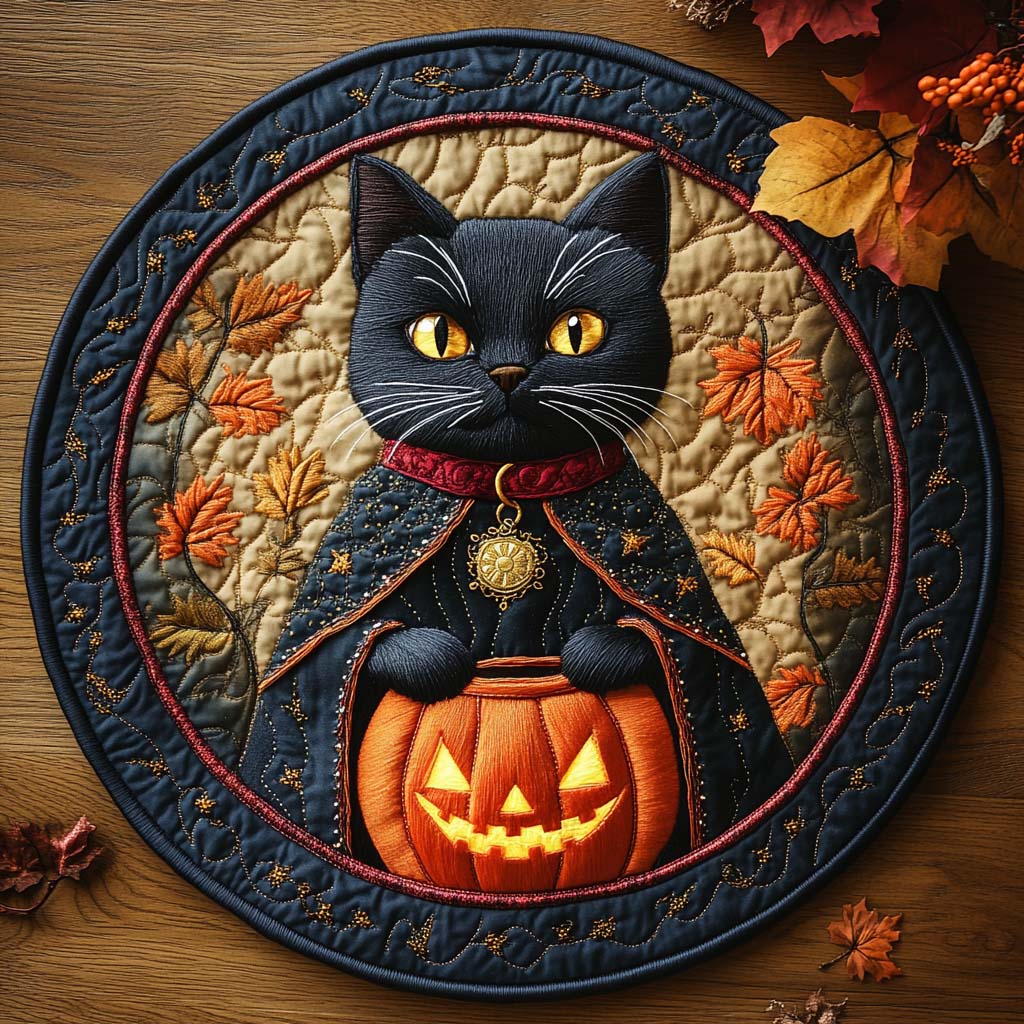 Enchanted Guardians Quilted Round Mat Halloween Living Room Decor Gifts For New House Owners