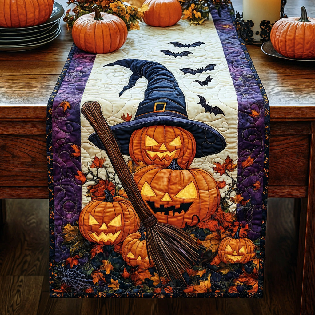 Enchanted Hallow Quilted Table Runner Decorate Halloween Table Black Cat Mom Gifts