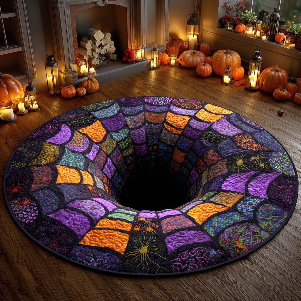 Enchanted Web Spiral Quilted Round Mat Living Decor Ideas Cute Halloween Gifts