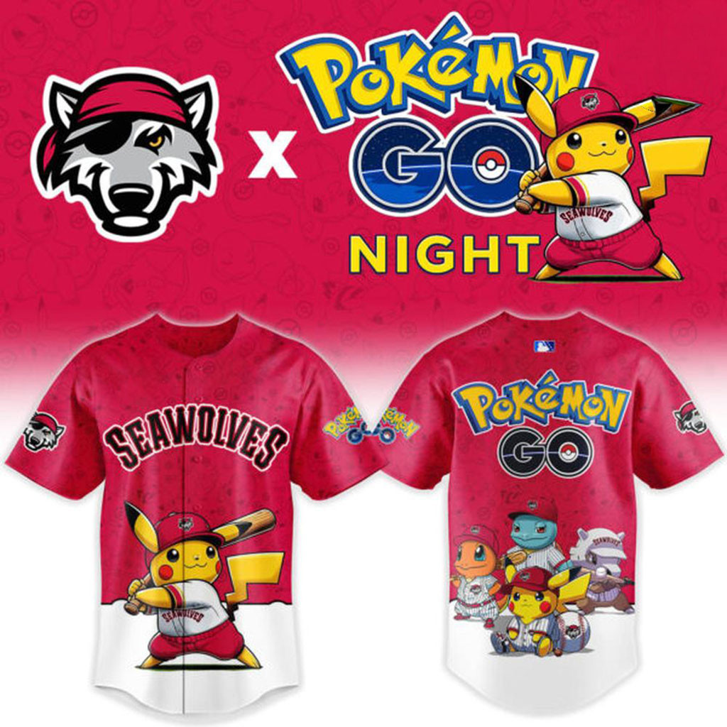 Erie SeaWolves X Pokemon GO Night 2026 Baseball Jersey Erie SeaWolves Merch Gift For Fans