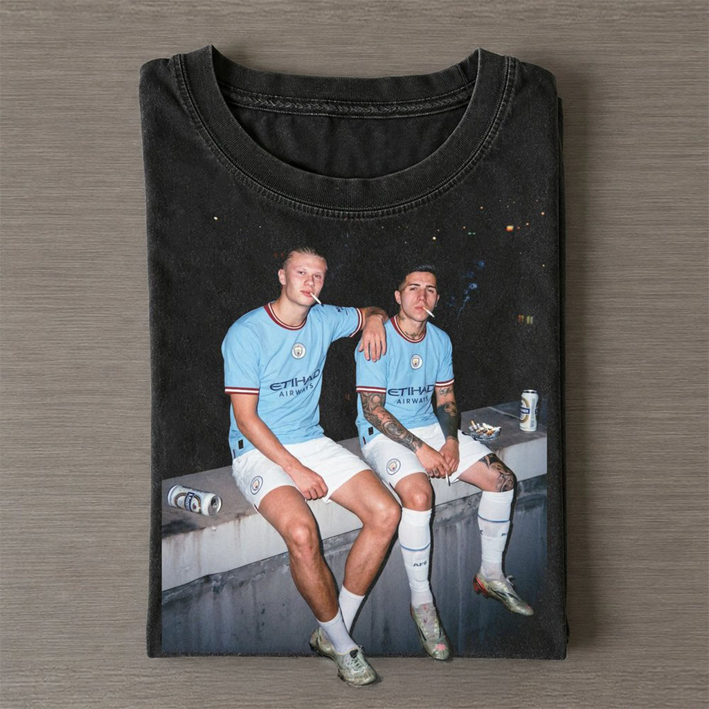 Erling Haaland And Enzo Fernandez Locker Room Hangout Wash Shirt Presents For Football Fans