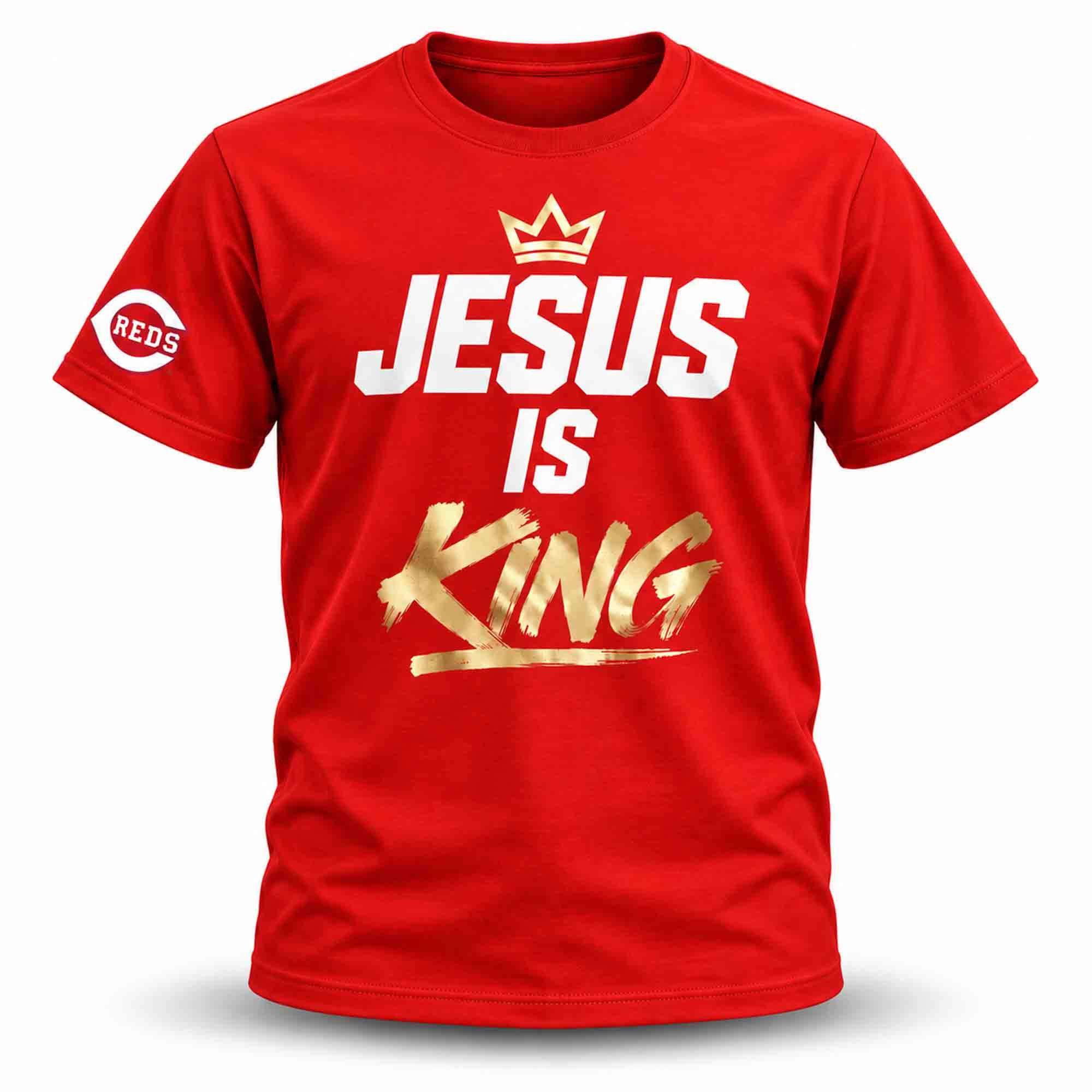 Eugenio Suarez Reds Jesus Is King Shirt Cincinnati Reds Merch Christian Gift For Fans Eugenio Suarez Reds Jesus Is King Shirt Cincinnati Reds Merch Christian Gift For Fans