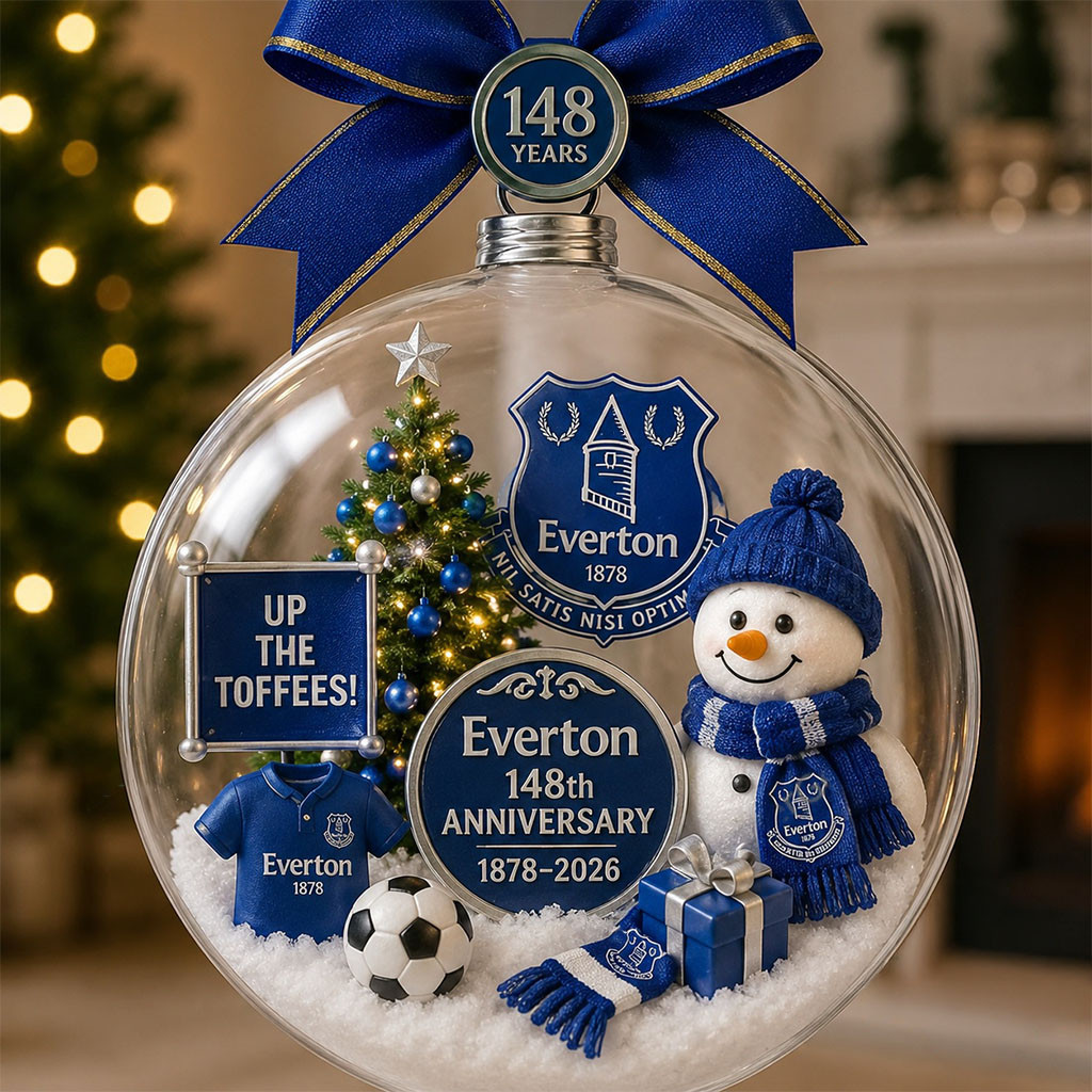 Everton Football Club 148th Anniversary 1878-2026 Globe Ornament Everton FC Merch Christmas Decor Everton Football Club 148th Anniversary 1878-2026 Globe Ornament Everton FC Merch Christmas Decor