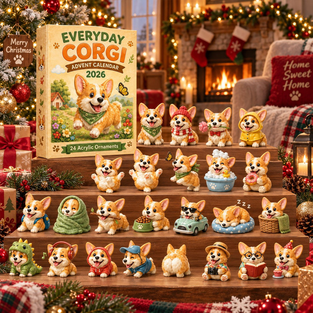 Everyday Corgi Advent Calendar 2026 24 Acrylic Ornaments Christmas Gifts For Corgi Lovers