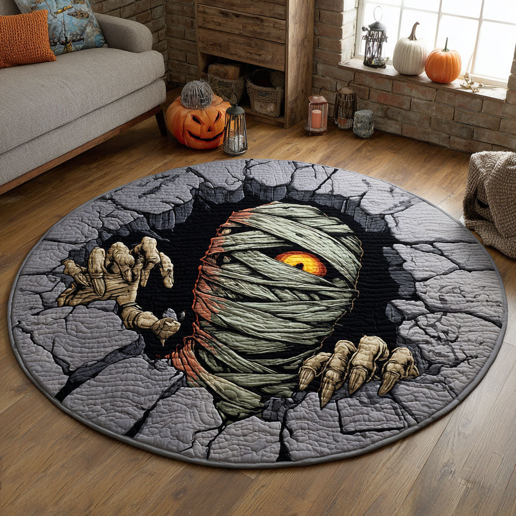 Evil Mummy Quilted Round Mat Home Decor Stores Halloween Gifts For Family