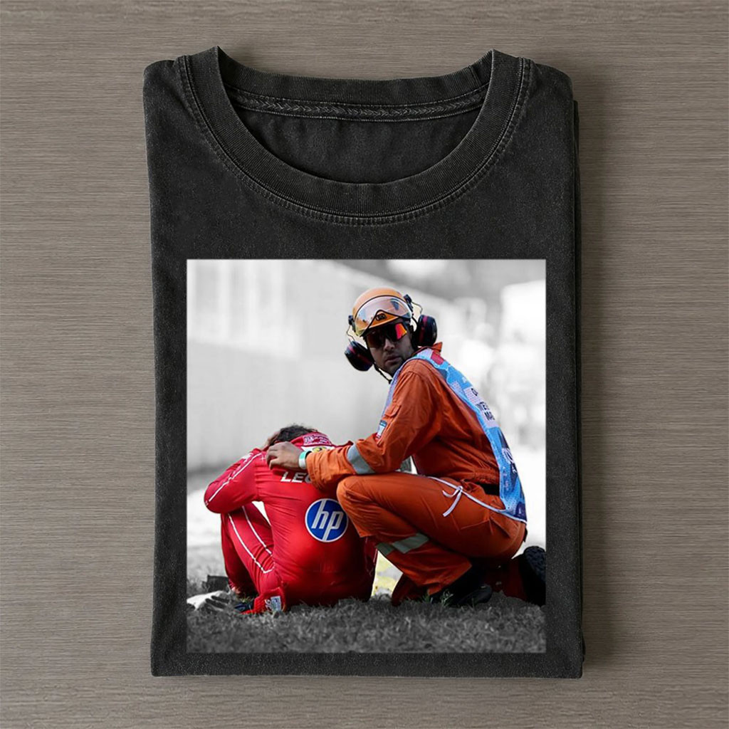 F1 Monza GP Charles Leclerc Crash Iconic Shot Wash T-Shirt F1 Merch Gifts For Racing Lovers