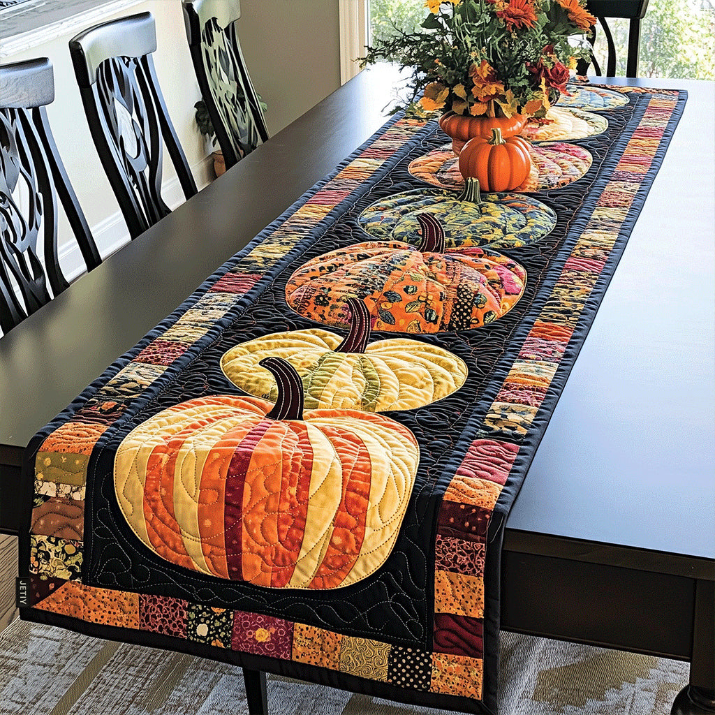 Fall Pumpkin Quilted Table Runner Dining Room Table Decor Ideas Birthday Halloween Gifts