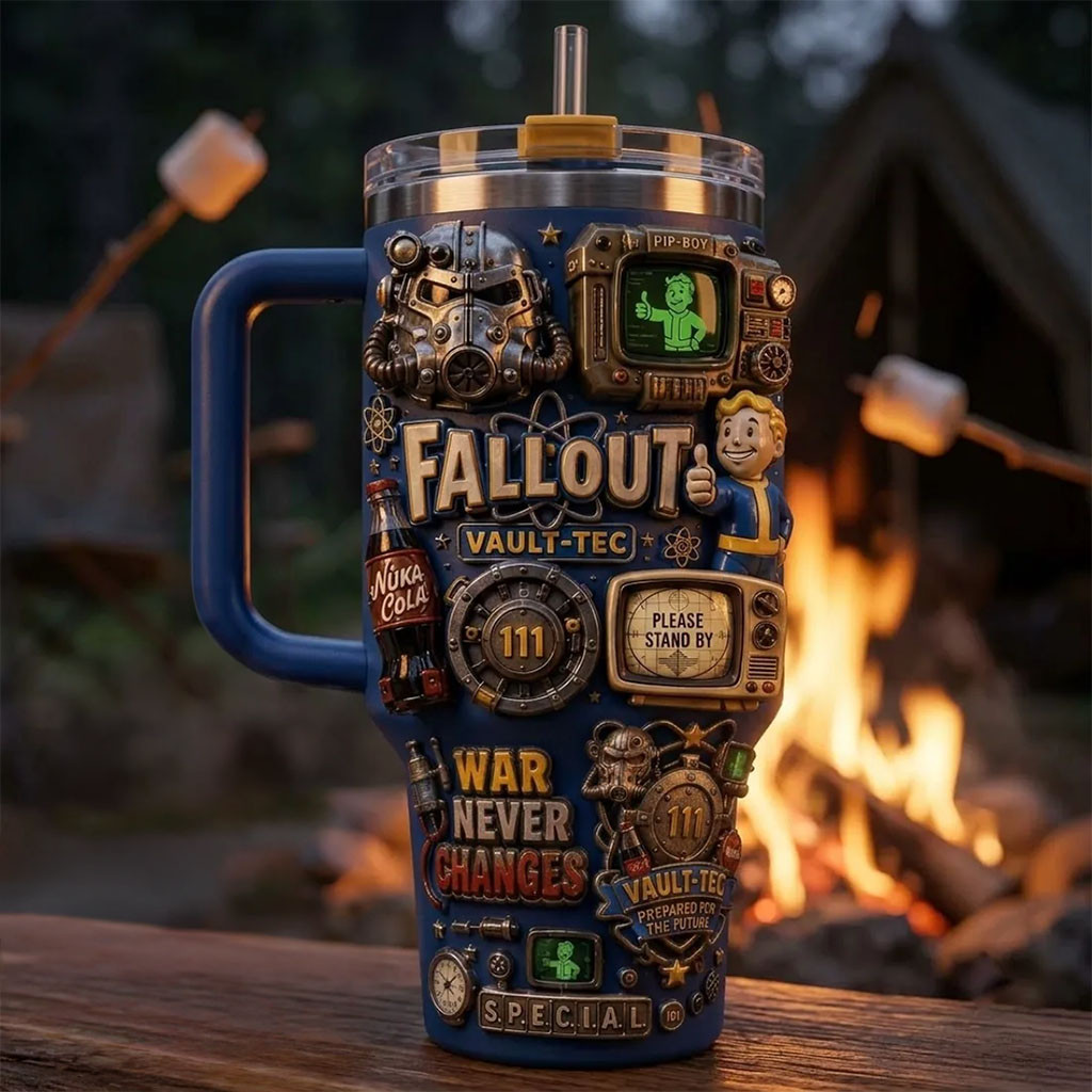 Fallout 111 Vault-Tec 40oz Stanley Tumbler War Never Change Travel Cup Fallout Merch BFF Gifts