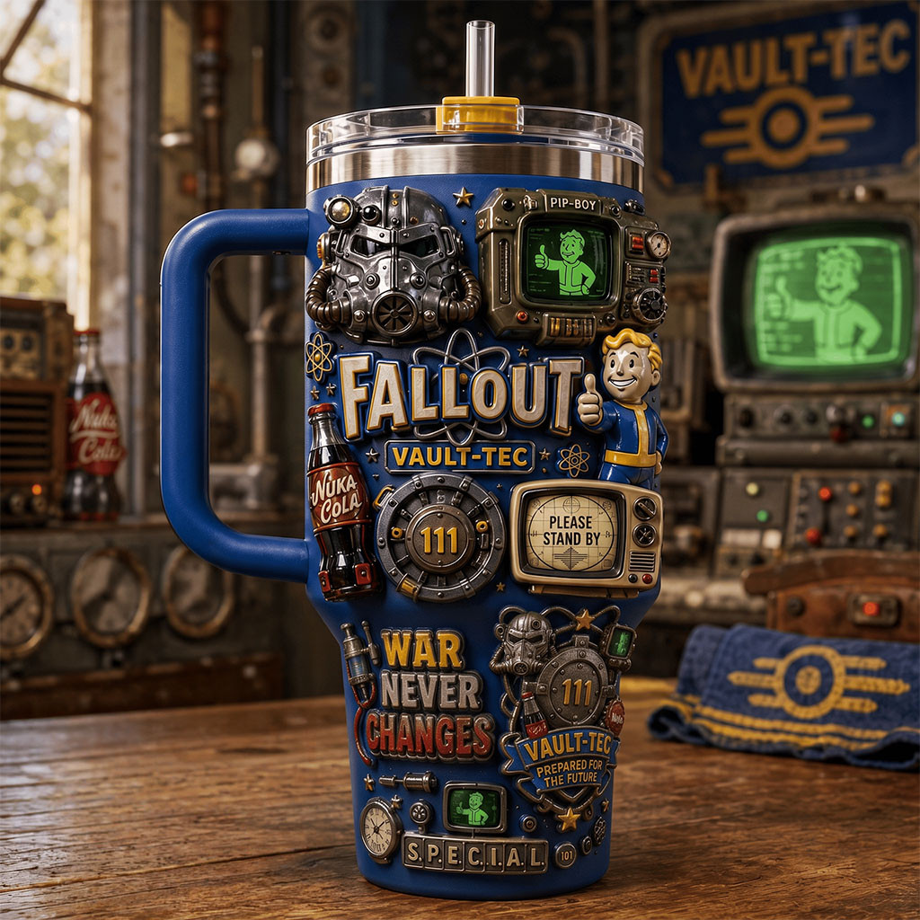 Fallout Vault-Tec War Never Changes Tumbler Fallout Merch Best Gift For Brothers