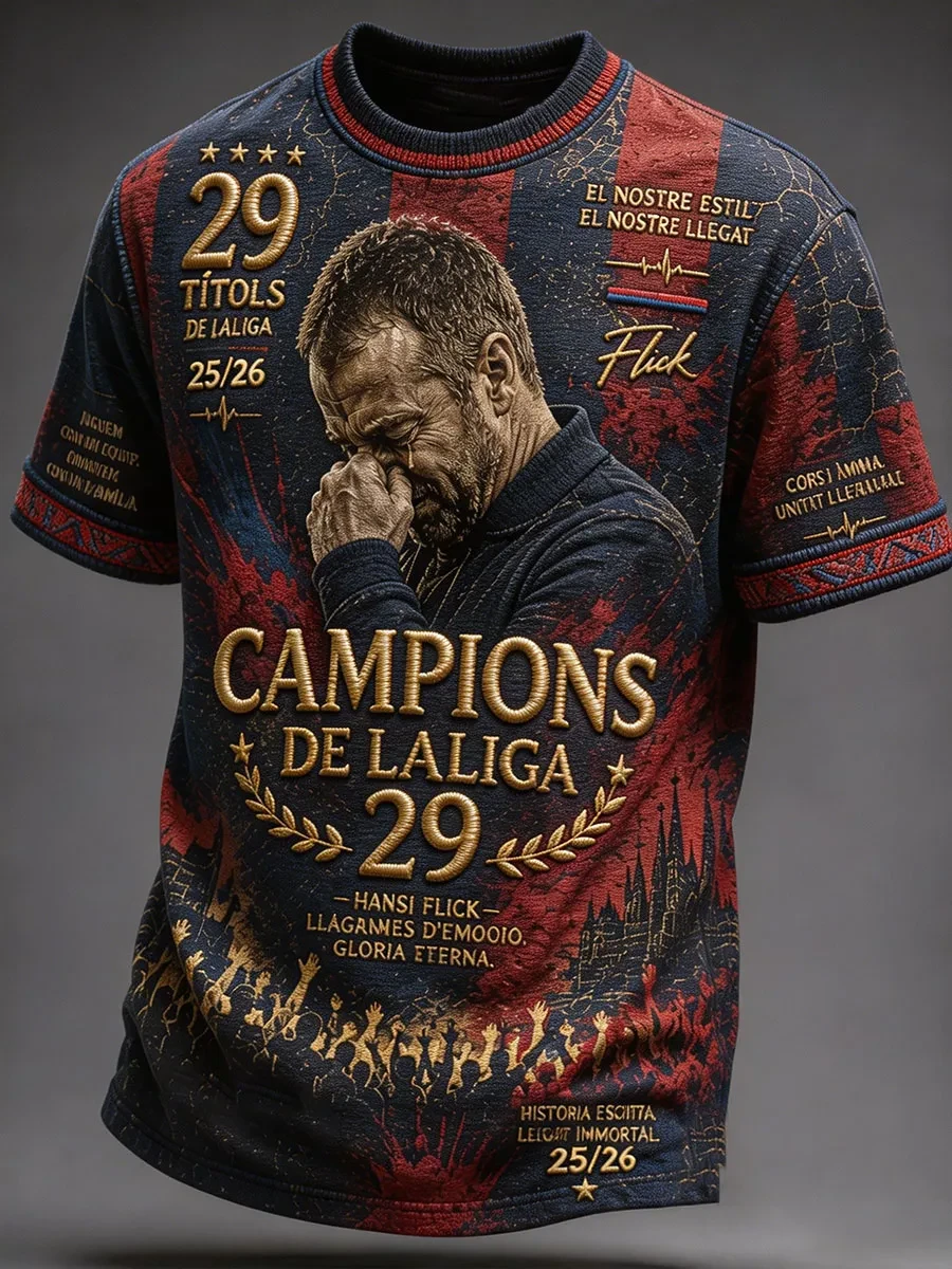 FC Barcelona La Liga Champions 2025-2026 Shirt 29 Titles Hansi Flick Football Shirt Gifts For Fans