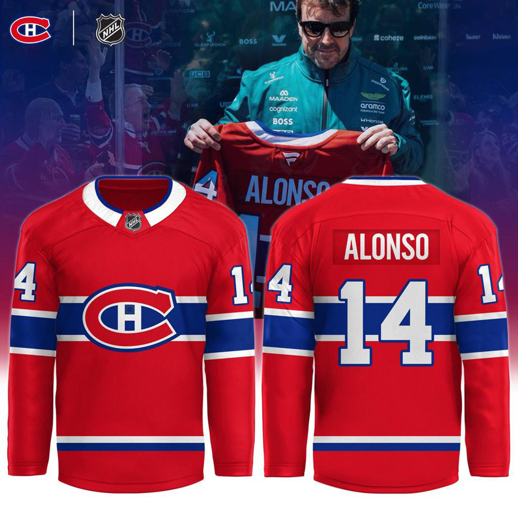 Fernando Alonso 14 Montreal Canadiens Hockey Jersey Canadiens Merch Gifts For Hockey Fan
