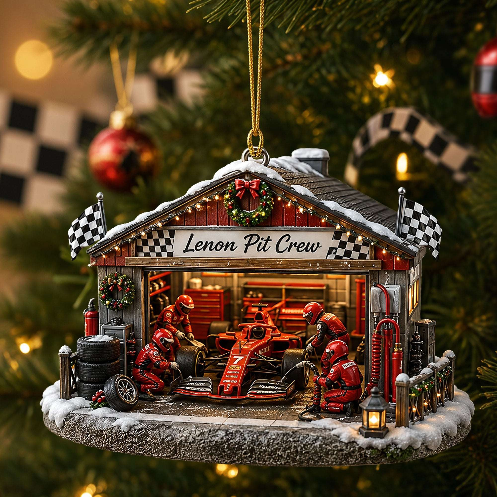 Festive Pit Crew Christmas Ornament Holiday Home Decor Gift For Formula 1 Fans Festive Pit Crew Christmas Ornament Holiday Home Decor Gift For Formula 1 Fans