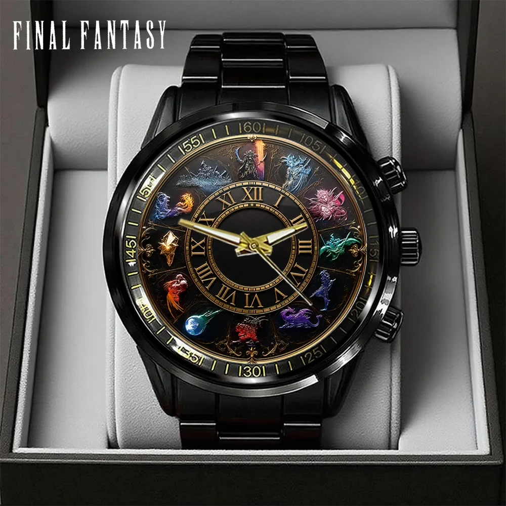 Final Fantasy Black Stainless Steel Watch Final Fantasy Merch Best Gifts For Game Lovers