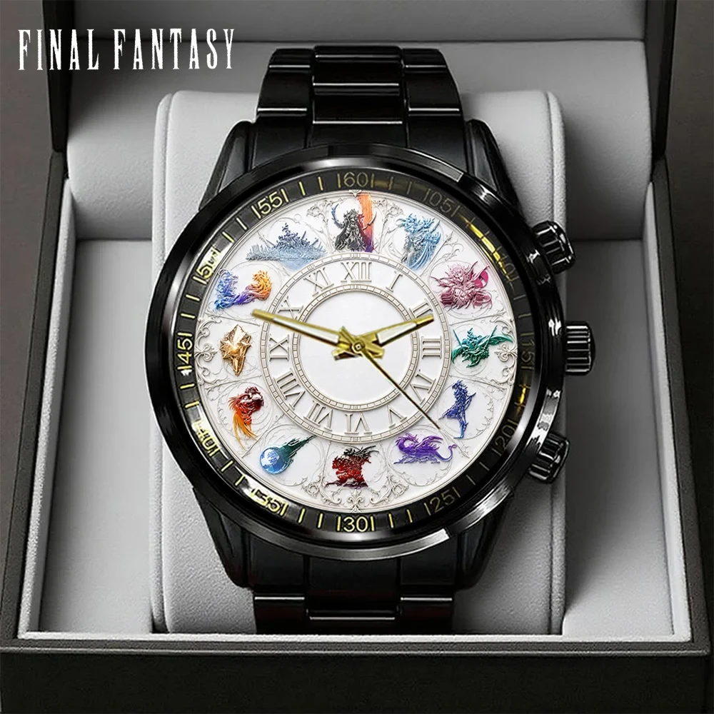 Final Fantasy Black Stainless Steel Watch Gamer Gear Final Fantasy Merch Present For Brothers