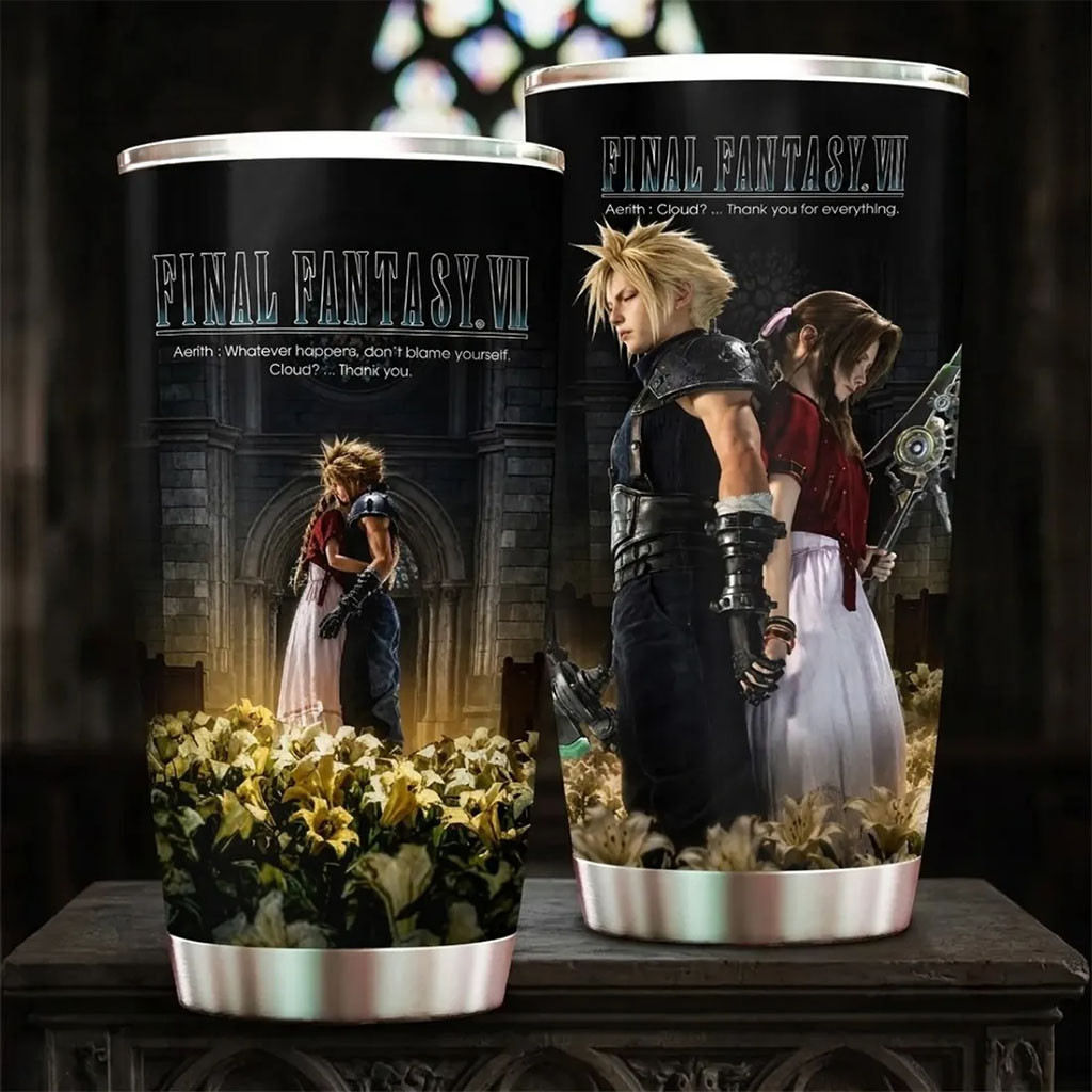 Final Fantasy VII Cloud And Aerith Tumbler 2026 Final Fantasy VII Merch Present For Gamers
