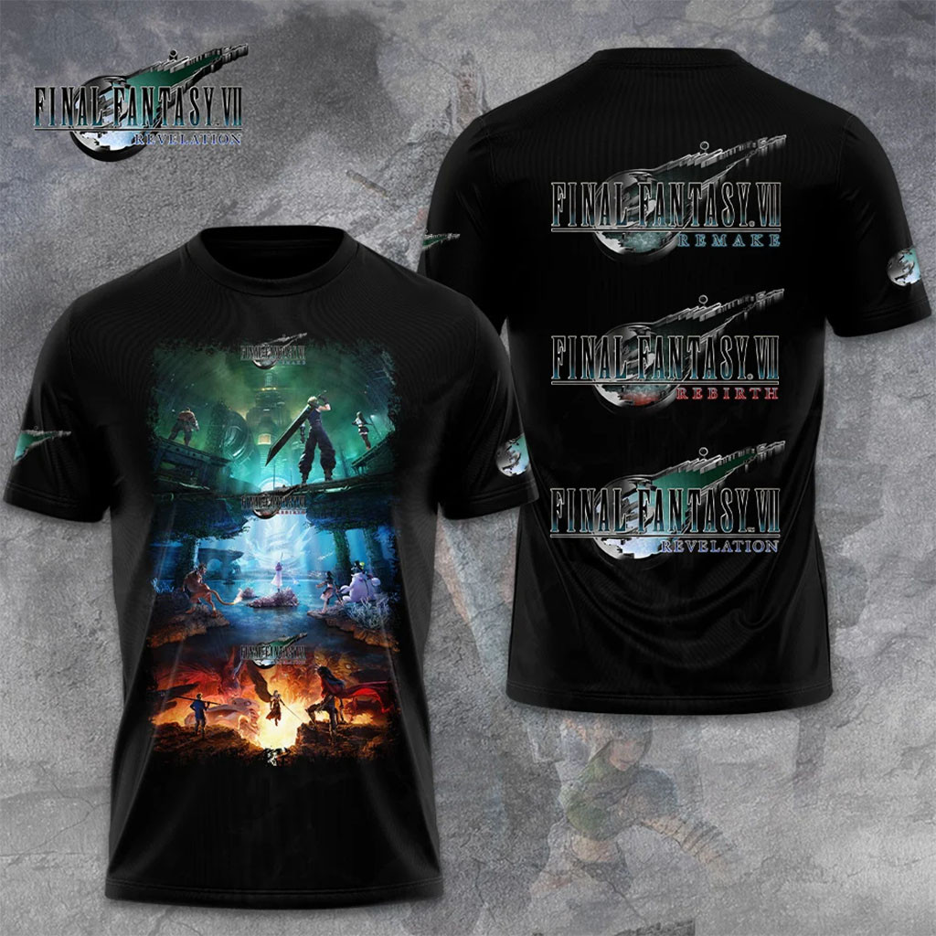 Final Fantasy VII Revelation T-Shirt Video Game Character Apparel Gifts For RPG Gamers Final Fantasy VII Revelation T-Shirt Video Game Character Apparel Gifts For RPG Gamers