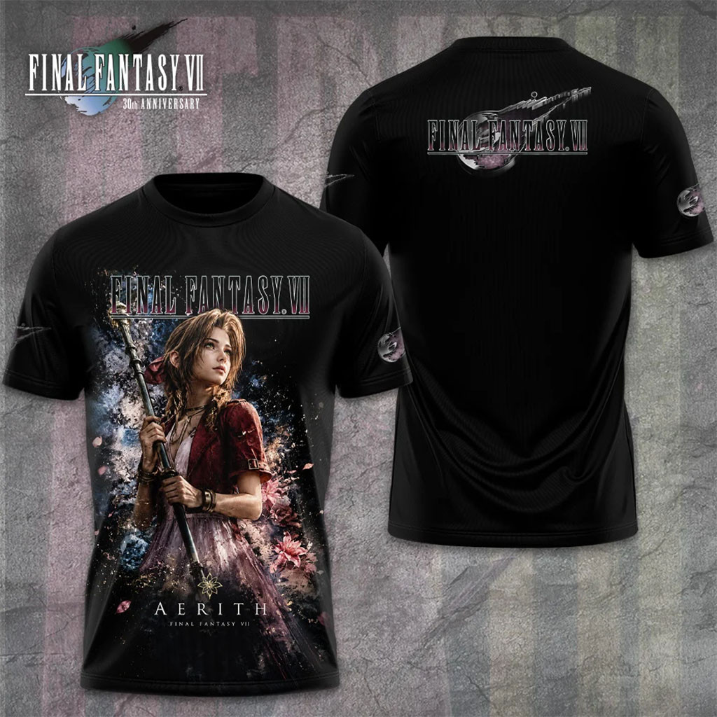 Final Fantasy VII x Aerith Gainsborough 30th Anniversary Shirt Final Fantasy VII Merch