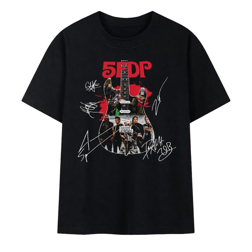 Five Finger Death Punch 5FDP Guitar Photo Collage T-Shirt Five Finger Death Punch Merch