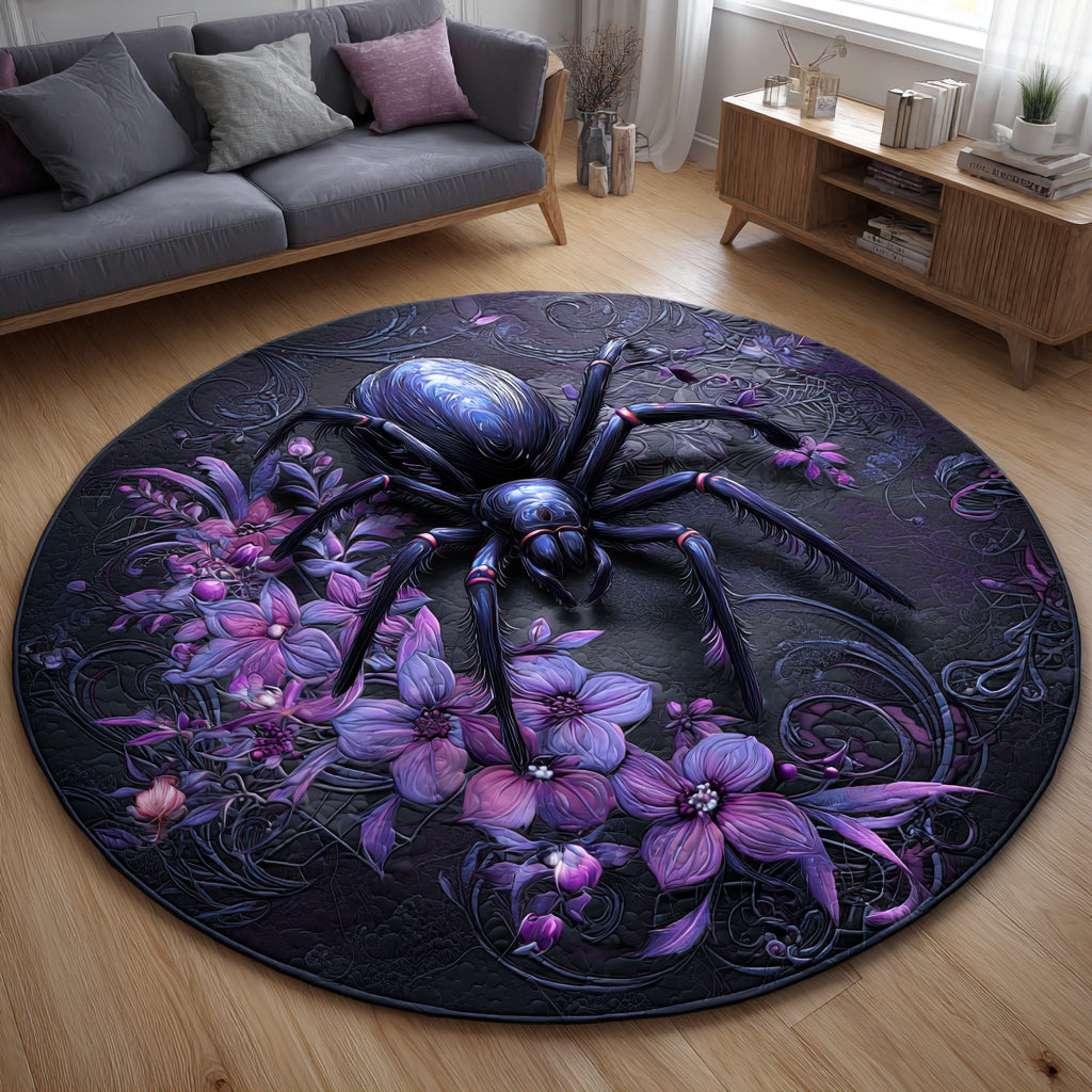 Floral Spider Quilted Round Mat Spooky House Decor Gift Items For New Home