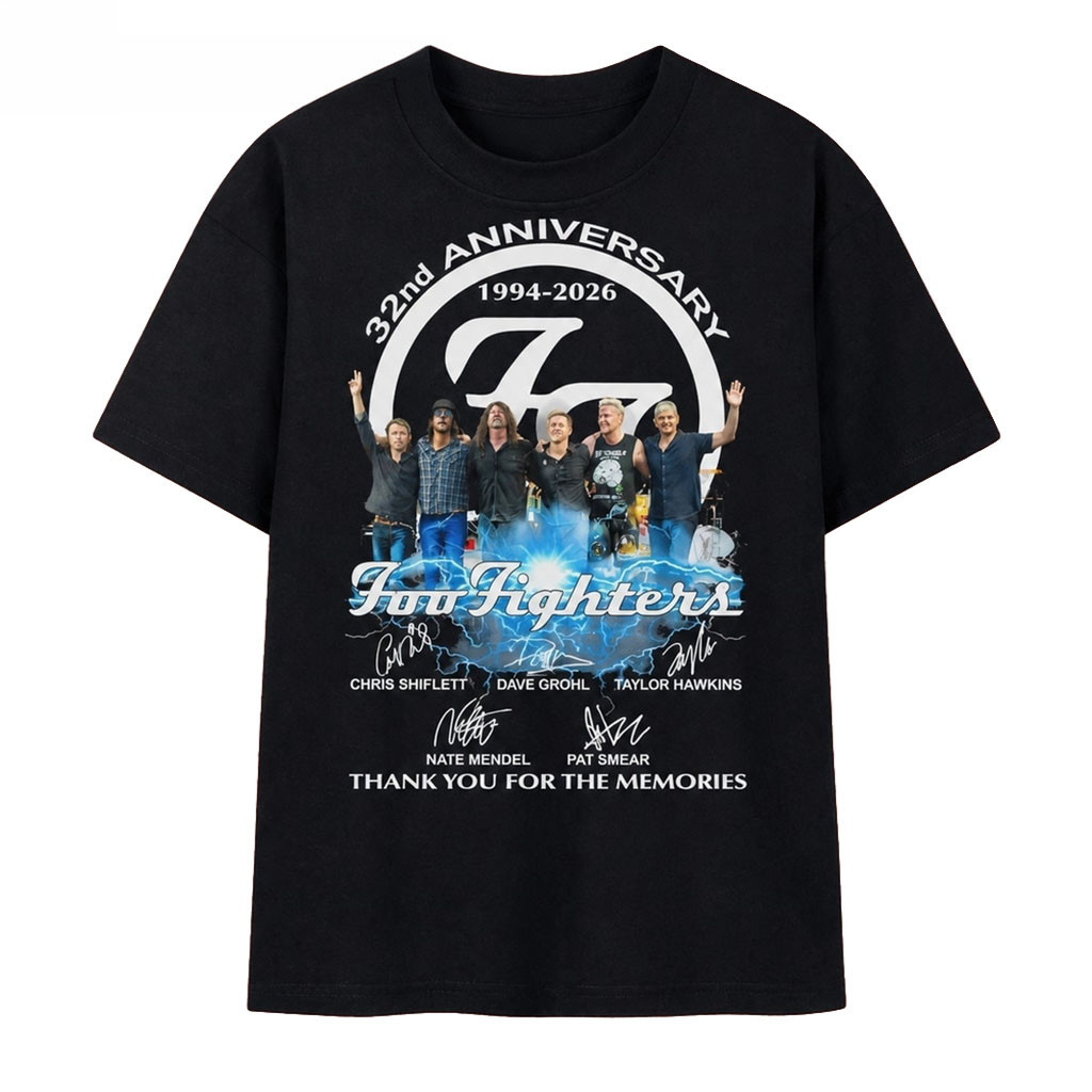 Foo Fighters 32nd Anniversary 1994 2026 Band Signatures T-Shirt Foo Fighters Merch Fan Gifts