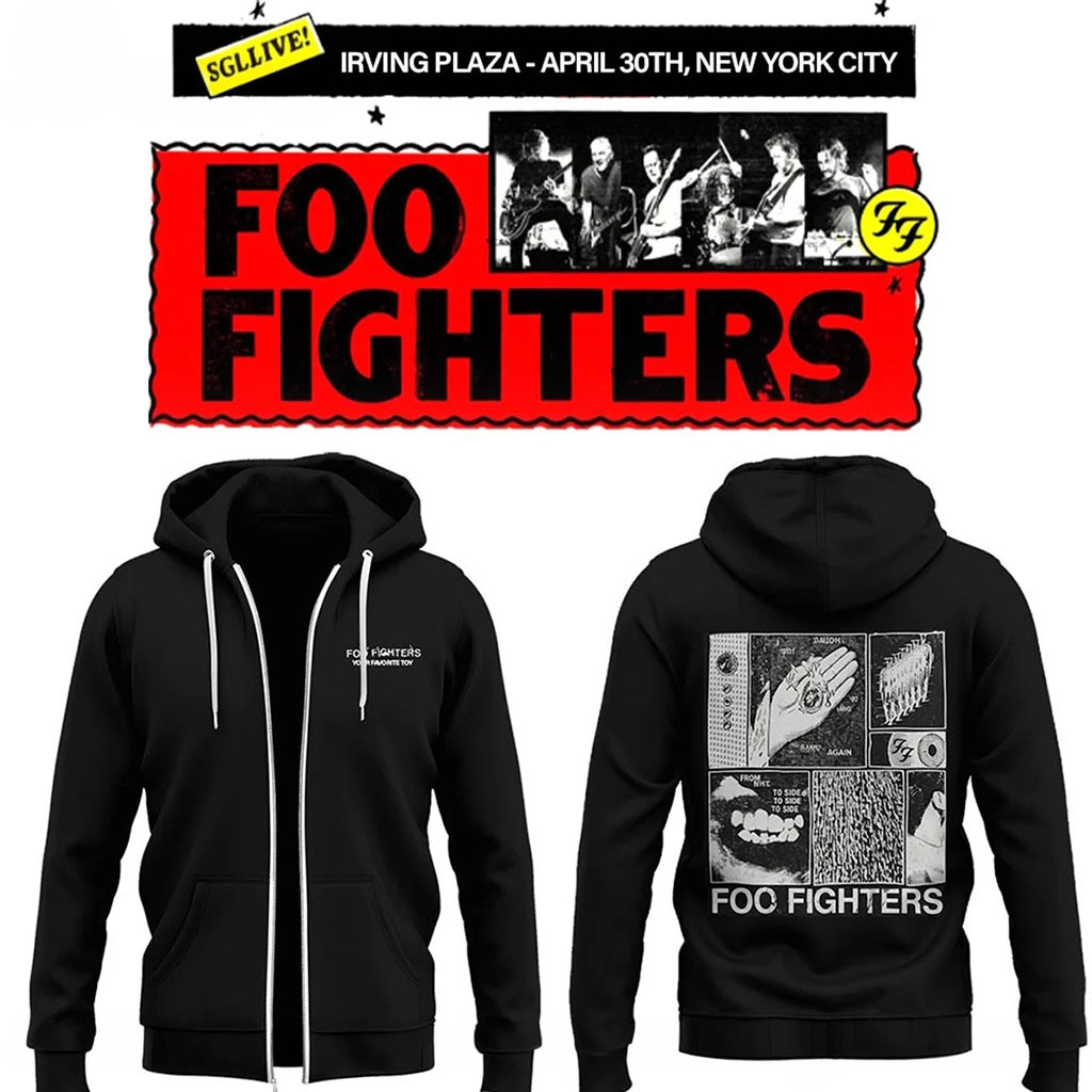 Foo Fighters Merch 2026 FF Secret Show At Irving Plaza NYC Zip Hoodie Black Gift For Music Fans