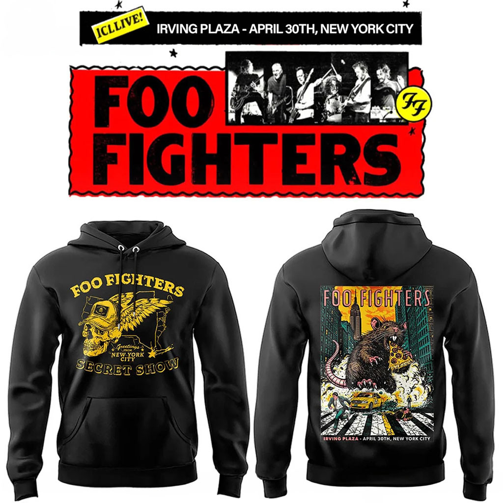Foo Fighters Merch 2026 FF Secret Show NYC Hoodie Presents For Rock Lovers