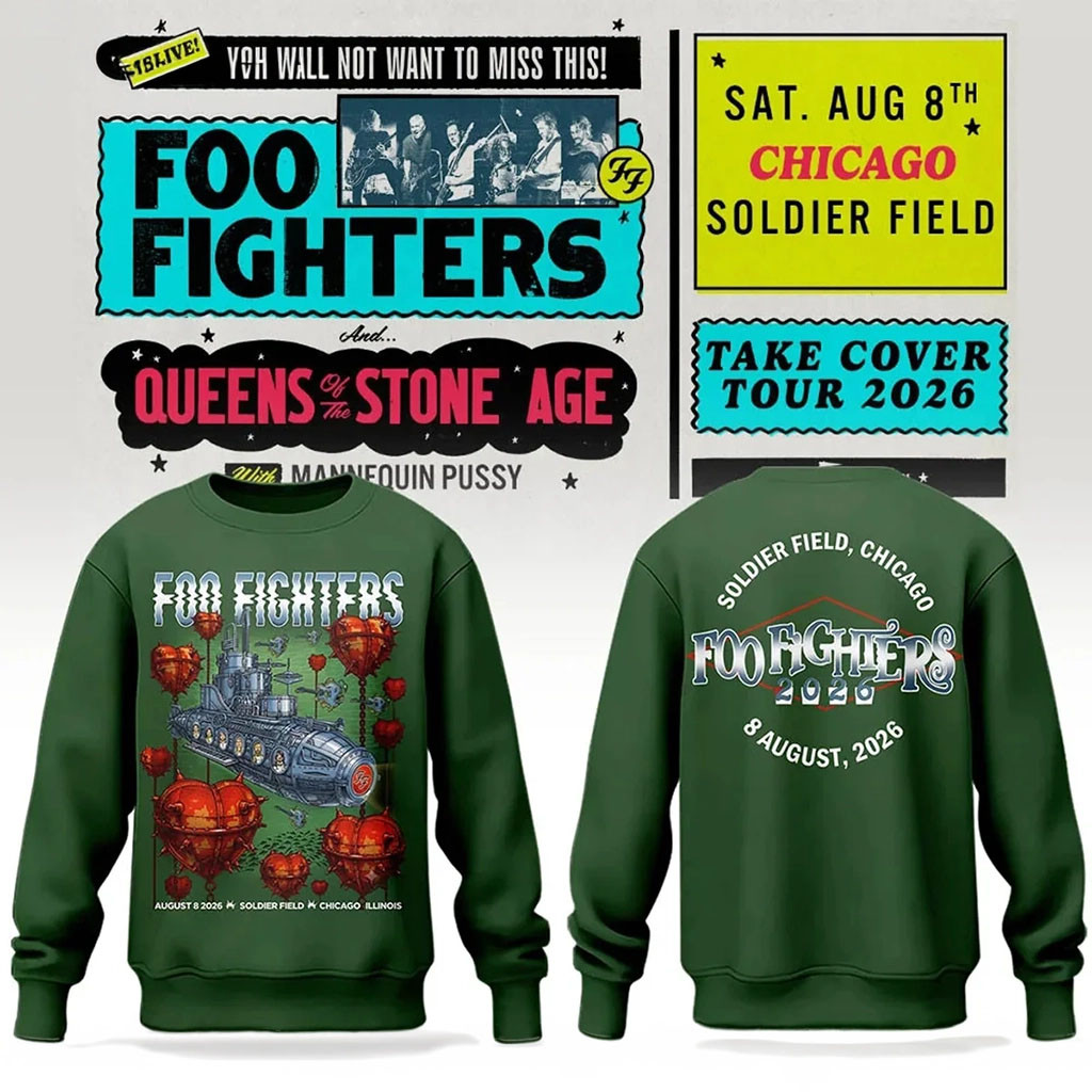 Foo Fighters Merch 2026 FF Take Cover Tour Chicago IL Sweatshirt Band Fan Clothing Gifts Foo Fighters Merch 2026 FF Take Cover Tour Chicago IL Sweatshirt Band Fan Clothing Gifts
