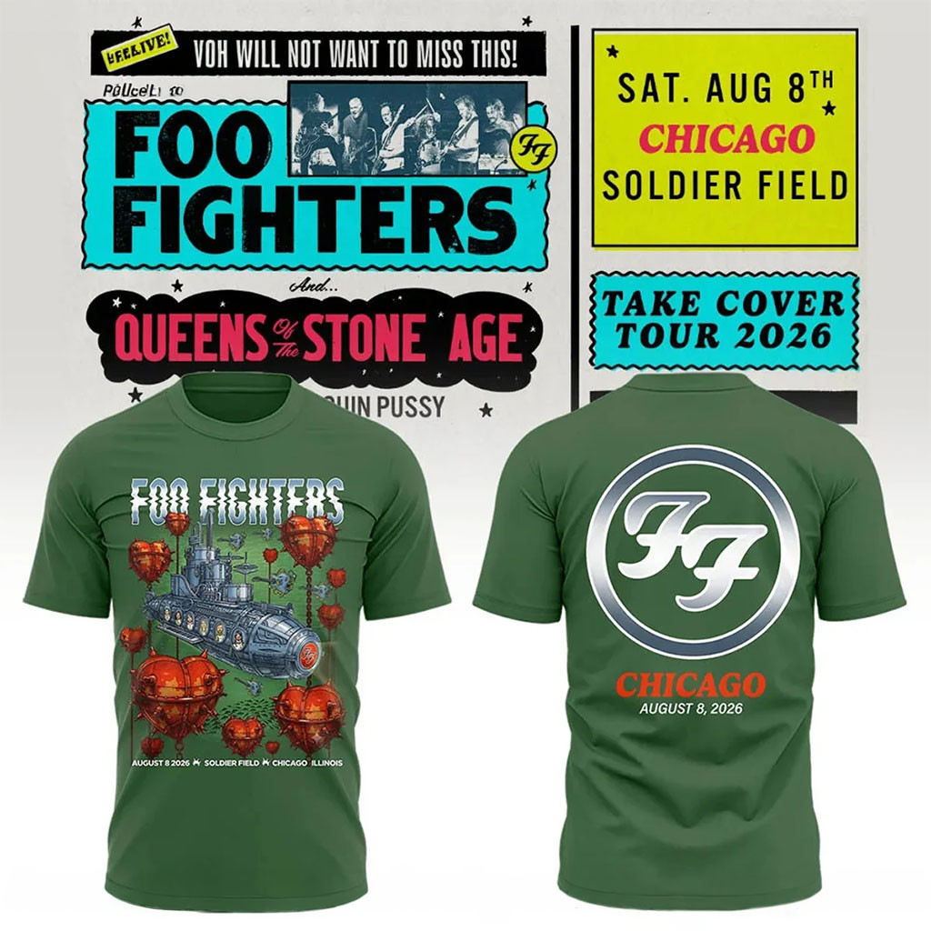 Foo Fighters Merch 2026 FF Take Cover Tour Chicago IL T-Shirt Best Gifts For Rock Lovers