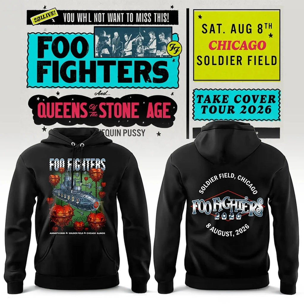 Foo Fighters Merch 2026 Take Cover Tour Chicago IL Hoodie Foo Fighters Concert Merch Black Foo Fighters Merch 2026 Take Cover Tour Chicago IL Hoodie Foo Fighters Concert Merch Black