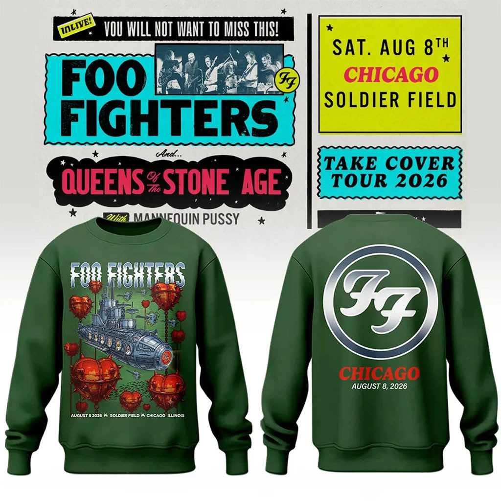Foo Fighters Merch 2026 Take Cover Tour Chicago IL Sweatshirt FF Tour Merchandise Gift For Fan