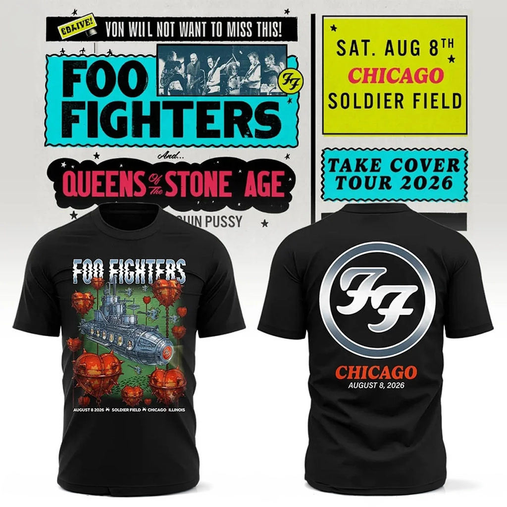 Foo Fighters Merch 2026 Take Cover Tour Chicago IL T-Shirt Black FF Concert Merch Fan Gear Foo Fighters Merch 2026 Take Cover Tour Chicago IL T-Shirt Black FF Concert Merch Fan Gear