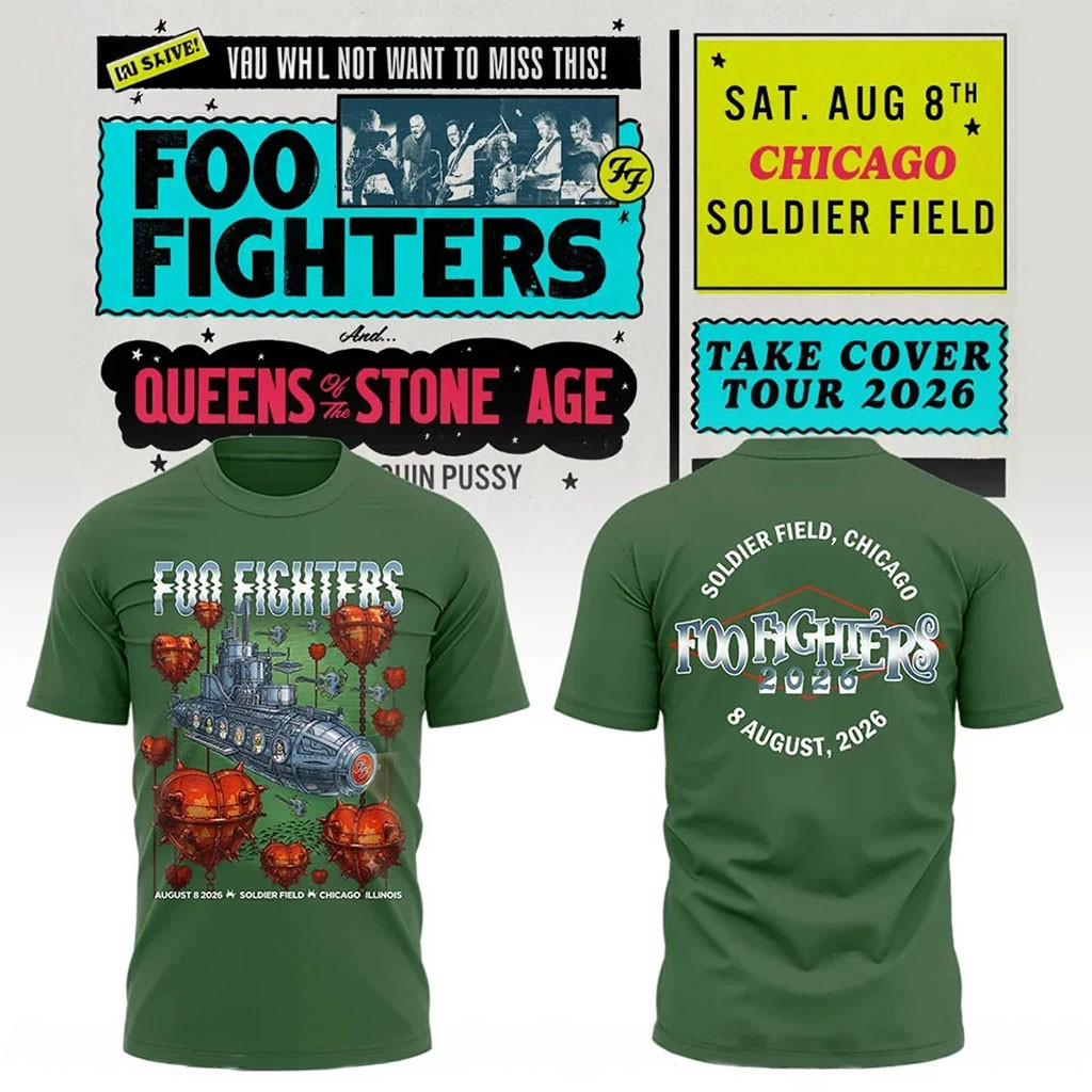 Foo Fighters Merch 2026 Take Cover Tour Chicago IL T-Shirt FF Concert Merch Fan Clothing Gifts
