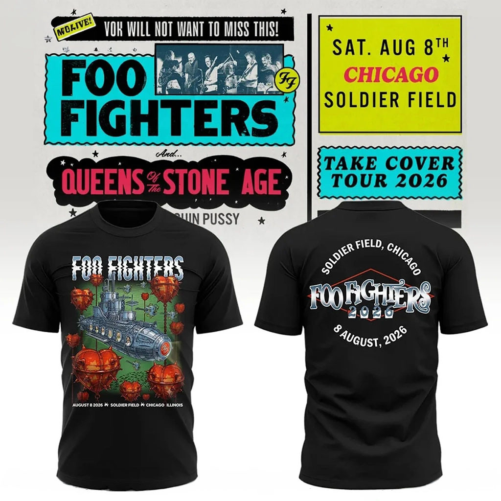 Foo Fighters Merch 2026 Take Cover Tour Chicago IL T-Shirt FF Concert Merch Fan Gifts