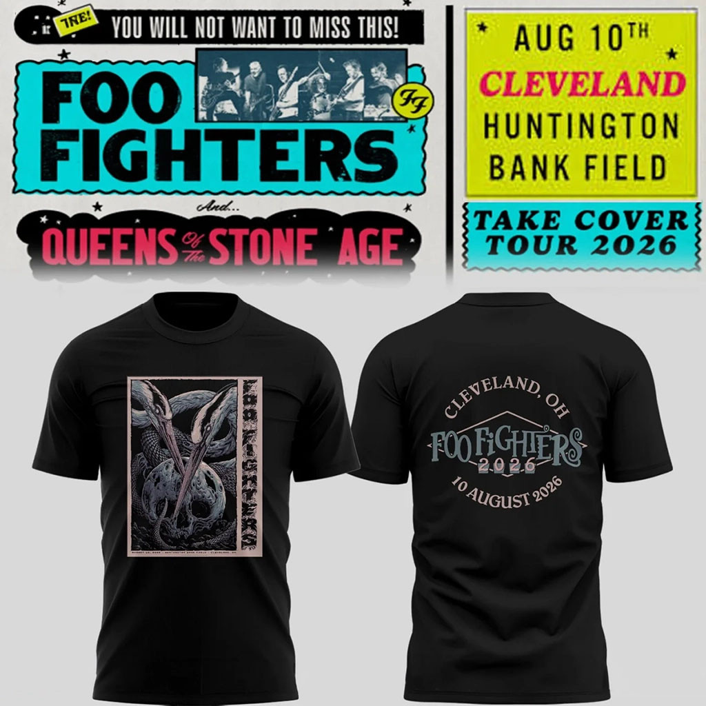 Foo Fighters Merch FF Take Cover Tour 2026 In Cleveland OH T-Shirt Gift For Band Fans