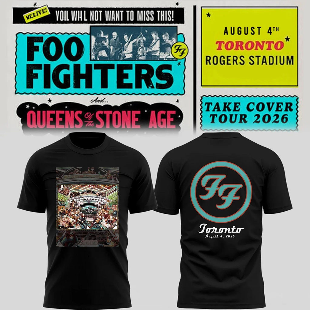 Foo Fighters Merch FF Take Cover Tour 2026 In Toronto ON T-Shirt Music Concert Clothing For Fan