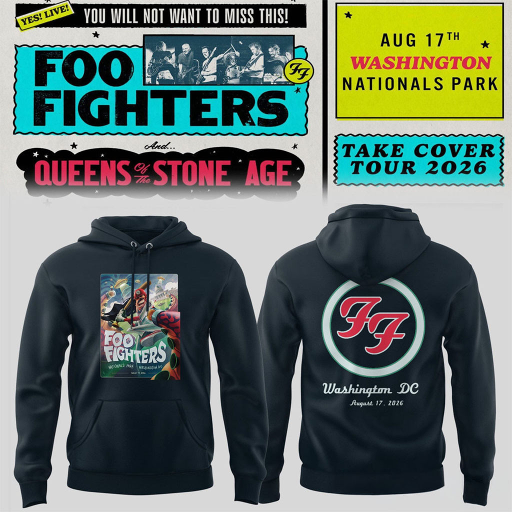 Foo Fighters Merch Take Cover Tour 2026 Washington DC Nationals Park Hoodie Music Fan Gear