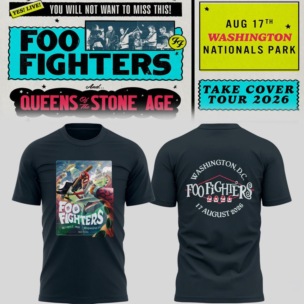 Foo Fighters Merch Take Cover Tour 2026 Washington DC Nationals Park Shirt Navy Fan Gear