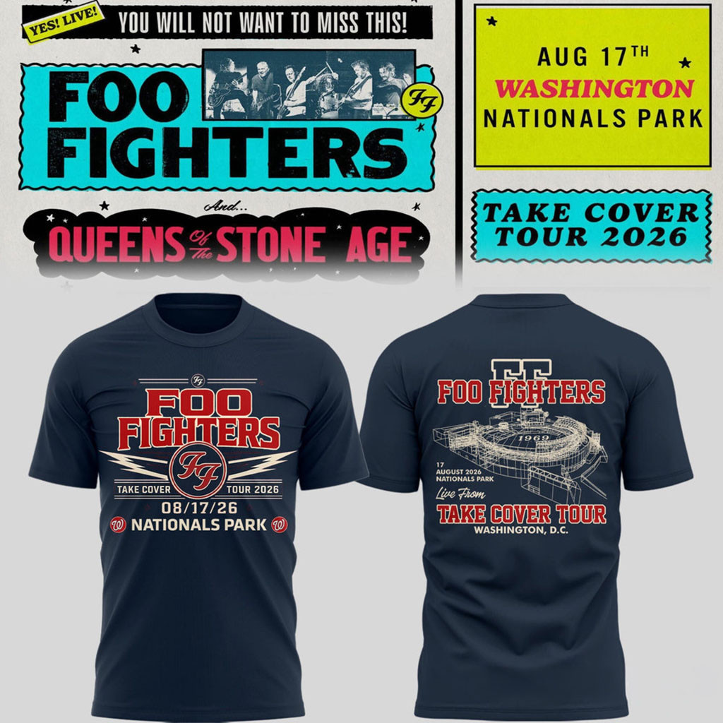 Foo Fighters Merch Take Cover Tour 2026 Washington DC Nationals Park Shirt Navy