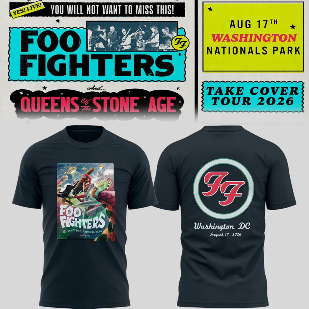 Foo Fighters Take Cover Tour 2026 Washington DC Nationals Park Shirt Navy Foo Fighters Merch Foo Fighters Take Cover Tour 2026 Washington DC Nationals Park Shirt Navy Foo Fighters Merch