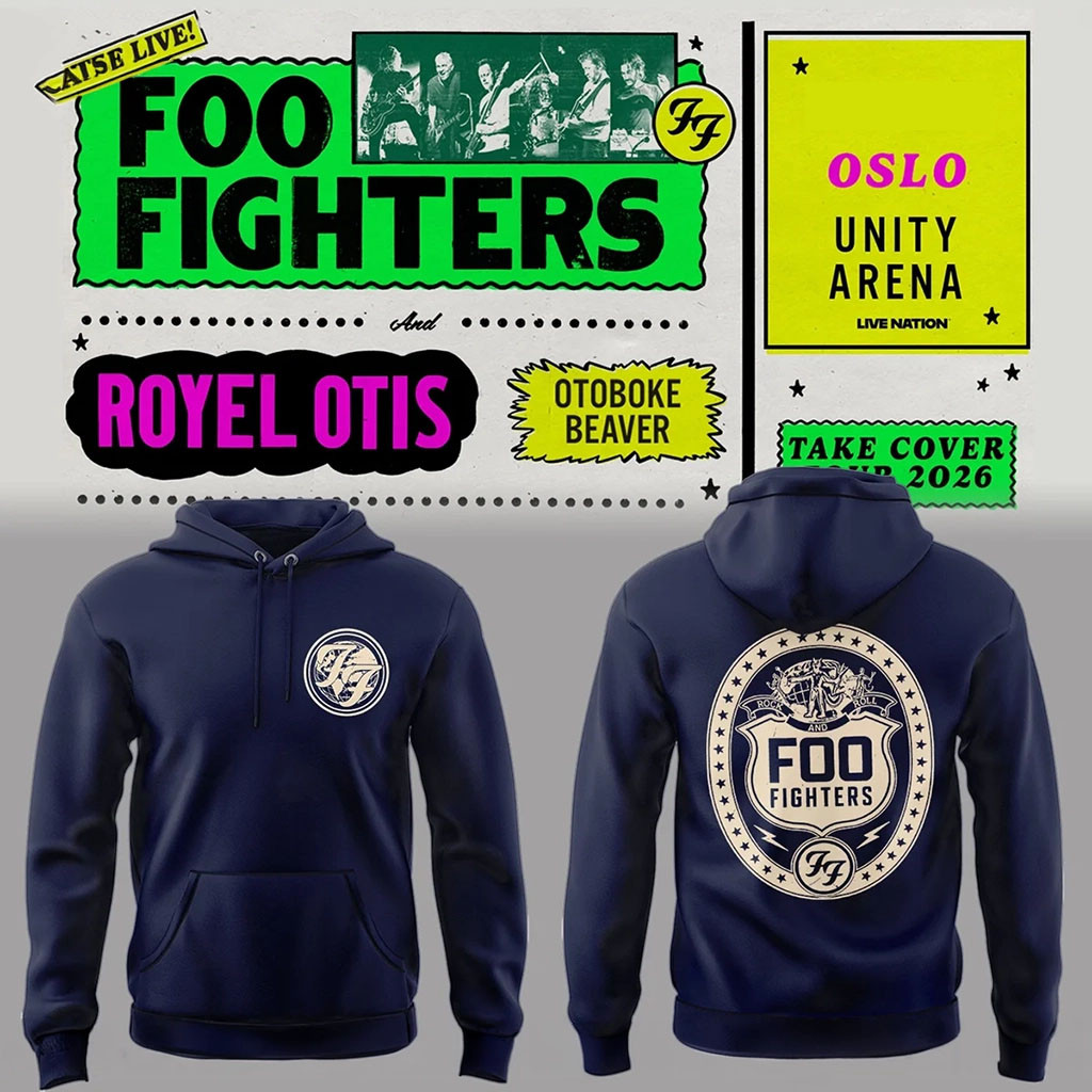 Foo Fighters Take Cover Tour Merch 2026 FF Crest Logo Hoodie Gifts For Rock Music Lovers